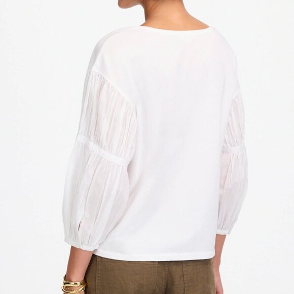 Madewell Puff-Sleeve Drop-Shoulder Knit Top Size L - Picture 4 of 13